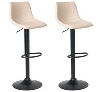 Beliani Set of 2 Bar Stools LEBRIJA Faux Leather Swivel Light Beige