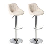 Beliani Set of 2 Bar Stools LUCCA Fabric Swivel Light Beige