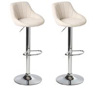 Set of 2 Bar Stools LUCCA Swivel Fabric Light Beige