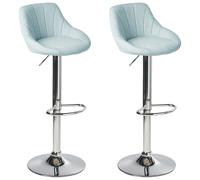 Beliani Set of 2 Bar Stools LUCCA Fabric Swivel Light Blue, Blue