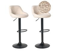 Beliani Set Of 2 Bar Stools Medulin Boucle Swivel Light Beige