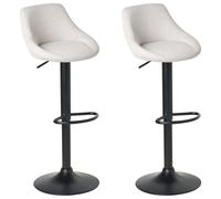 Set of 2 Bar Stools MEDULIN Swivel Fabric Light Grey