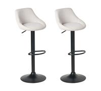 Beliani Set of 2 Bar Stools MEDULIN Fabric Swivel Light Grey, Grey