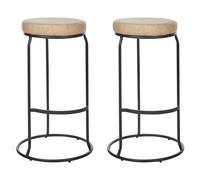 Beliani Set Of 2 Bar Stools Milroy Faux Leather Beige