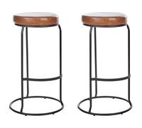 Beliani Set Of 2 Bar Stools Milroy Faux Leather Brown, Brown
