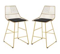 Set of 2 Bar stools Modern Counter Height Wire Metal Bar chairs for Kitchen