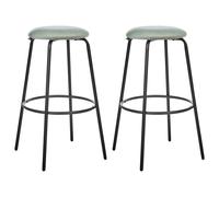 Beliani Set Of 2 Bar Stools Morton Velvet Mint Green, Green