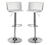 Set of 2 Bar Stools Pub Home Breakfast Barstools Armless Round Seat Adjustable Swivel Chair for Kitchen Island Counter, Chrome Footrest and Base