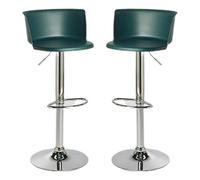 Set of 2 Bar Stools Pub Home Breakfast Barstools Armless Round Seat Adjustable Swivel Chair for Kitchen Island Counter, Chrome Footrest and Base