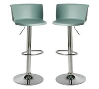 Set of 2 Bar Stools Pub Home Breakfast Barstools Armless Round Seat Adjustable Swivel Chair for Kitchen Island Counter, Chrome Footrest and Base