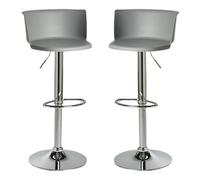 Set of 2 Bar Stools Pub Home Breakfast Barstools Armless Round Seat Adjustable Swivel Chair for Kitchen Island Counter, Chrome Footrest and Base