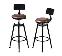 Set of 2 Bar Stools, Retro Industrial Style High Stool, Height-Adjustable Counter Stool, Bar Stool with Backrest, 360° Rotating Bar Chair, Maximum Load 200 kg (2 Pieces)