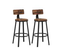 Set of 2 Bar Stools with Backrests, 76.2 cm Tall, Rustic Brown and Black / 4 / 54 x 99 cm