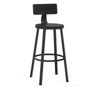 Set of 2 Bar Stools with Backrests, 76.2 cm Tall, Ebony Black / 2 / 54 x 99 cm