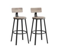 Set of 2 Bar Stools with Backrests, 76.2 cm Tall, Greige+black / 2 / 54 x 99 cm