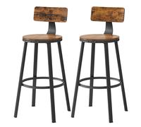 Set of 2 Bar Stools with Backrests, 76.2 cm Tall, Rustic Brown and Black / 4