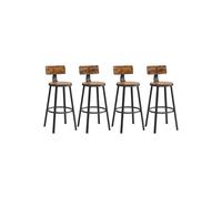 Set of 2 Bar Stools with Backrests, 76.2 cm Tall, Rustic Brown and Black / 4 / 54 x 99 cm