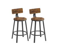 Set of 2 Bar Stools with Backrests, 76.2 cm Tall, Rustic Brown + Black / 2 / 50.6 x 88.5 cm