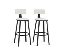 Set of 2 Bar Stools with Backrests, 76.2 cm Tall, Rustic White+ Black / 2 / 54 x 99 cm