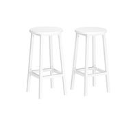 Set of 2 Bar Stools with Metal Frame and Footrest, Cloud White / 65H cm