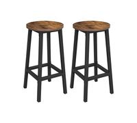 Set of 2 Bar Stools with Metal Frame and Footrest, Rustic Brown / 65H cm
