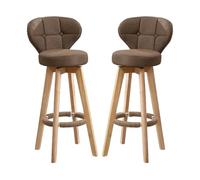 Set of 2 Barstools/Kitchen Breakfast Swivel Barstool, Wooden Gray/Blue/Green Cotton Linen Low Backrest & Footrest (65/75cm) Brown, sitting high 75cm