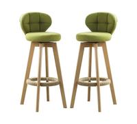 Set of 2 Barstools/Kitchen Breakfast Swivel Barstool, Wooden Gray/Blue/Green Cotton Linen Low Backrest & Footrest (65/75cm) Green, sitting high 75cm