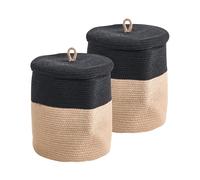 Set of 2 Baskets SILOPI Cotton Black/ Beige