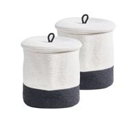 Set of 2 Baskets SILOPI Cotton White/ Dark Grey