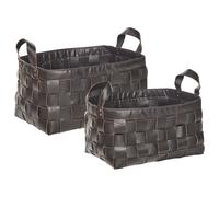 Beliani Set of 2 Baskets SIPPAR Faux Leather Dark Brown, Brown