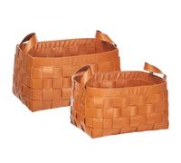 Set of 2 Baskets SIPPAR Faux Leather Golden Brown
