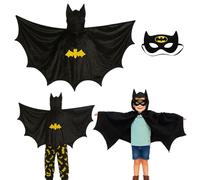 Set of 2 Batman Costume Children, Bat Costume Children with Cape and Eye Mask, for Carnival, Halloween and Role Play, Suitable for Boys and Girls from 3 to 12 Years