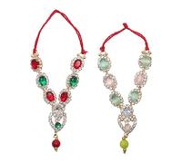 Set of 2 Beads Mala Design God Set for Ganesh/Laddu Gopal/Devi Maa/Radha Krishna Haar Sringar Deity jewellary for All God Statue Indian Traditional Janmashtmi Decorations(Size-2")(Multicolour)