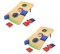 Set of 2 Bean Bag Toss Game Set - 2 x Wooden Cornhole Boards with 12 Bean Bags - Indoor & Outdoor Garden Throwing Game for Kids, Adults & Family - 2-4 Player Classic Corn Hole Set with Target Holes