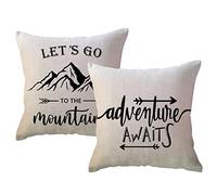 Set Of 2 Bed Pillow Cases Adventure Awaits With Arrows Let’S Go To The Mountains Adventures Sofacozy Pillow Case Microfiber Pillowcases For Patio Decor Sofa