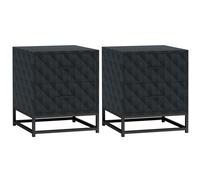 Bedside Table Set of 2, Nightstand with 2 Drawers, Steel Legs HOMCOM Black 2 Pack