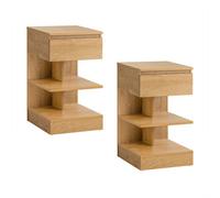 Sobuy Nightstand With 1 Drawer And 2 Shelves 15.4X15.4X25.6 Inch Fbt49-Nx2 - Light Oak