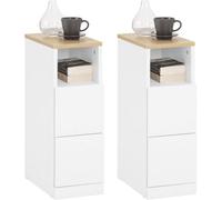 Set Of 2 Bedside Tables Side Table Nightstand With 2 Drawers And Shelf White,sobuy Fbt149-Wnx2