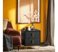 Set Of 2 Bedside Tables Side Table With 2 Drawers Functional,black,sobuy Fbt115-Schx2