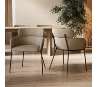 Set of 2 Beige Faux Leather Curved Dining Chairs - Isla