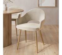 Set of 2 Beige Upholstered Dining Chairs with Gold Legs - Colbie