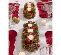 Set of 2 Berries and Baubles Red Triple Table Centrepiece Christmas Decoration Candle Holders Tealight Holder 39cm Dibor Gold 2 Pack