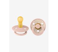 BIBS Colour Studio Soother 2-Pack, BPA Free Dummy Pacifier, Round Nipple. Natural Rubber Latex, Made in Denmark, Size 2 (6-18 Months), Jasmine Blush