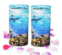 Set of 2 Biodegradable Scattering Tube Urn for Ashes, 40 lbs ECO Small Spreading Cremation Paper Urn for Human Male Female Adult Pet Dog Cat Ashes, Including Canvas Pouch(Underwater World)