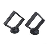 Set of 2 Black 3D Floating Coin Display Frame Holder Box Stand Made of Plastic for Presenting Medals, Stamps, Jewellery, Casino Chips and Souvenirs, Easy to Use