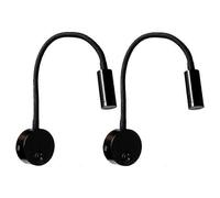 Set of 2 black 3W wall reading lamps, flexible and adjustable, made of aluminum, with switch and LED for eye protection