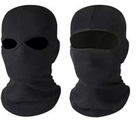 Set of 2 Black Balaclava MASK 1 and 2 Holes SAS Style Army SKI HAT Paintball Polyester