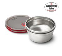 Set Of 2 Black + Blum Steel Food Bowl Large 950Ml - Grey & Red