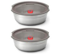 Black + Blum Set of 2 Steel Food Bowl Small 650ml - Grey & Red Black + Blum Grey