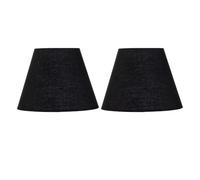 Set of 2 Black Cotton 20cm Diameter Tapered Fabric Lamp Shades
